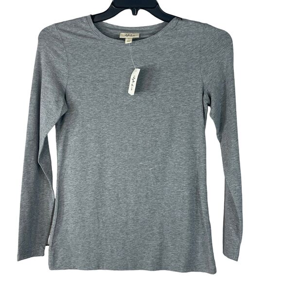 Style & Co Small Top Long Sleeves Stretch Crew Neck Gray Heathered New - Picture 1 of 5